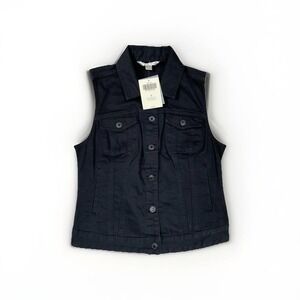 Boston Proper Proper Black Denim Vest Size S Small NWT